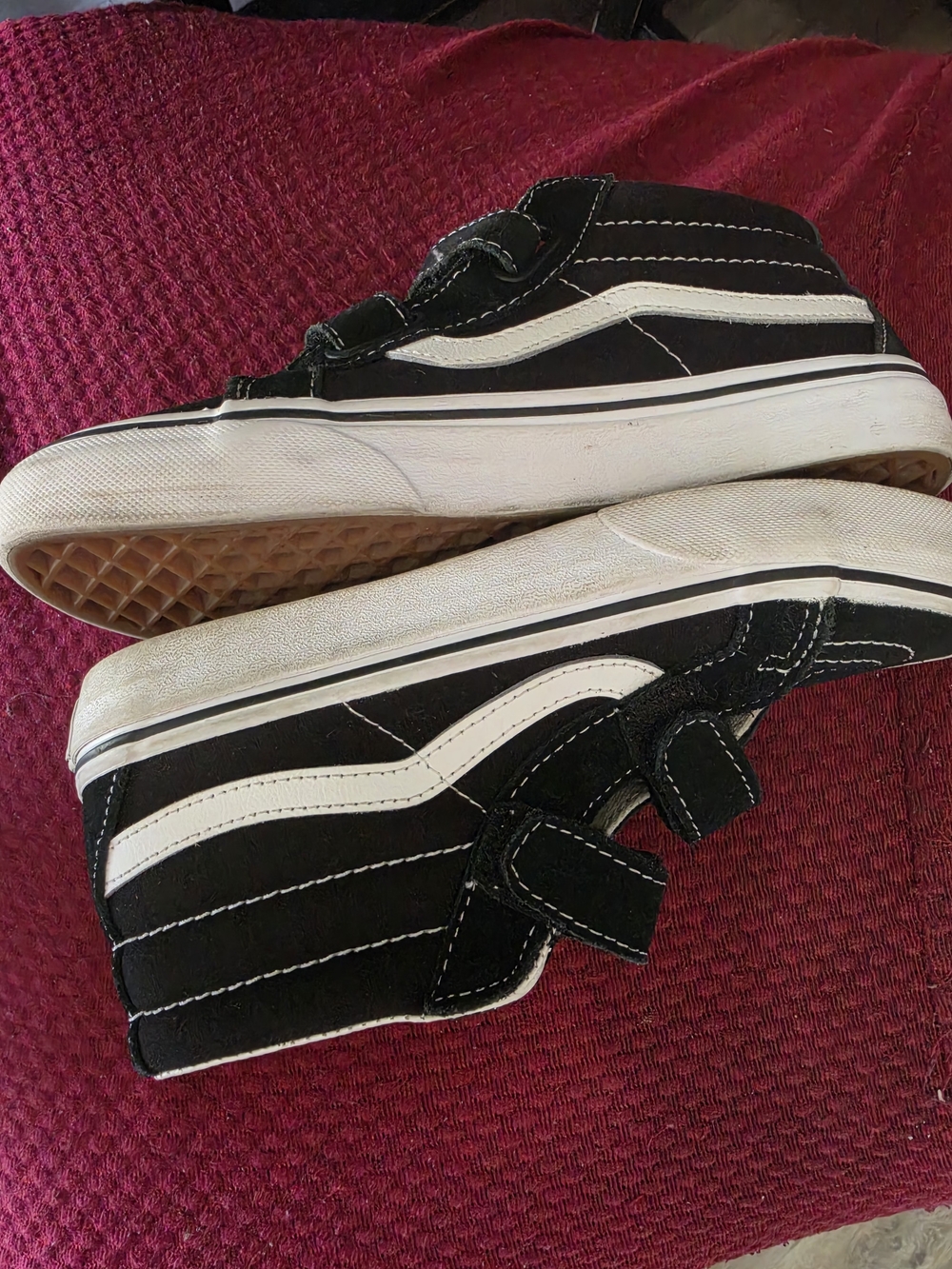 Vans Black and White Kids High-Top Sneakers with Velcro